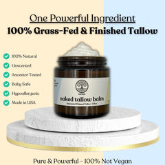 Reroot Organics Naked Tallow Balm on the face for gentle hydration.