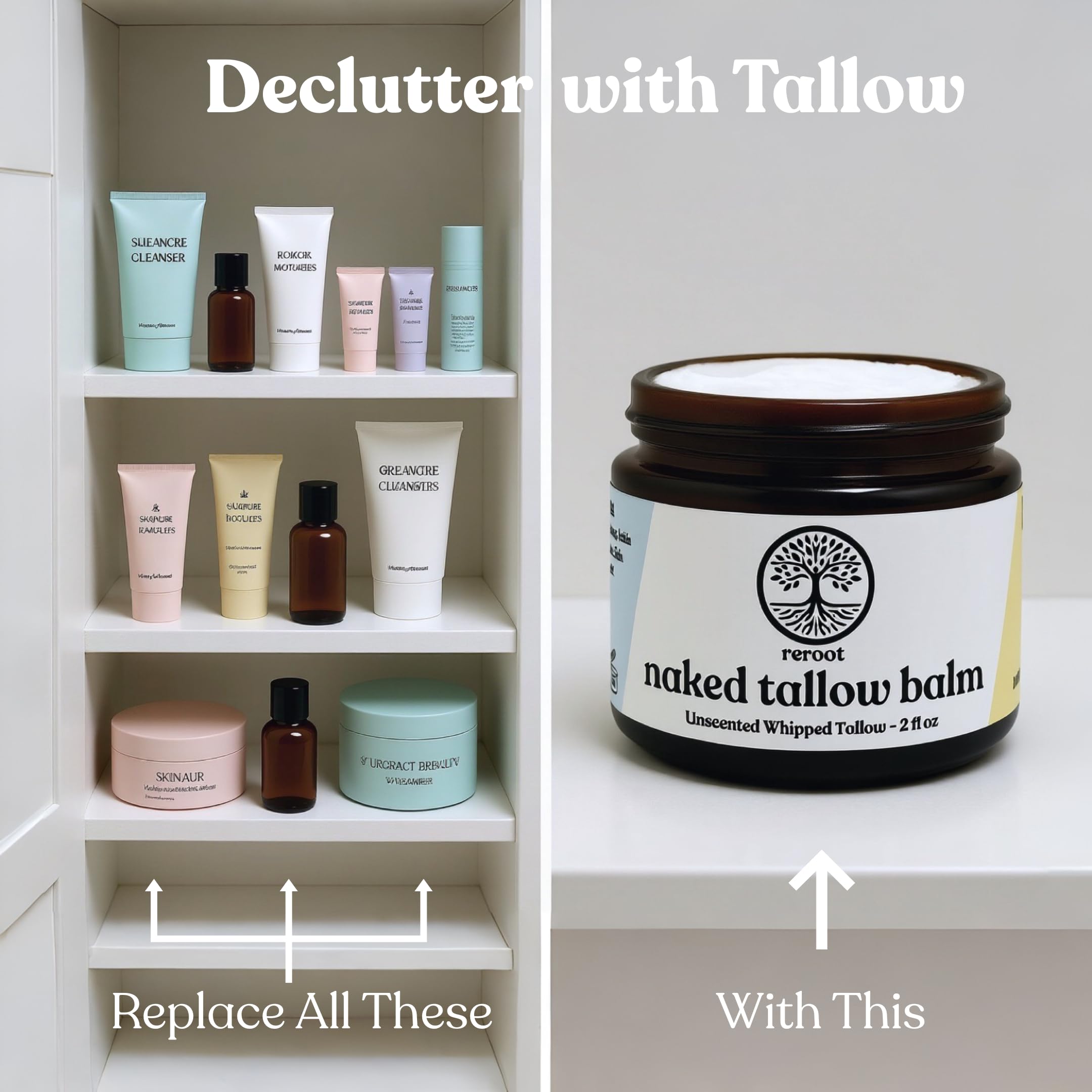 Naked Tallow Balm as a makeup remover to cleanse softly.