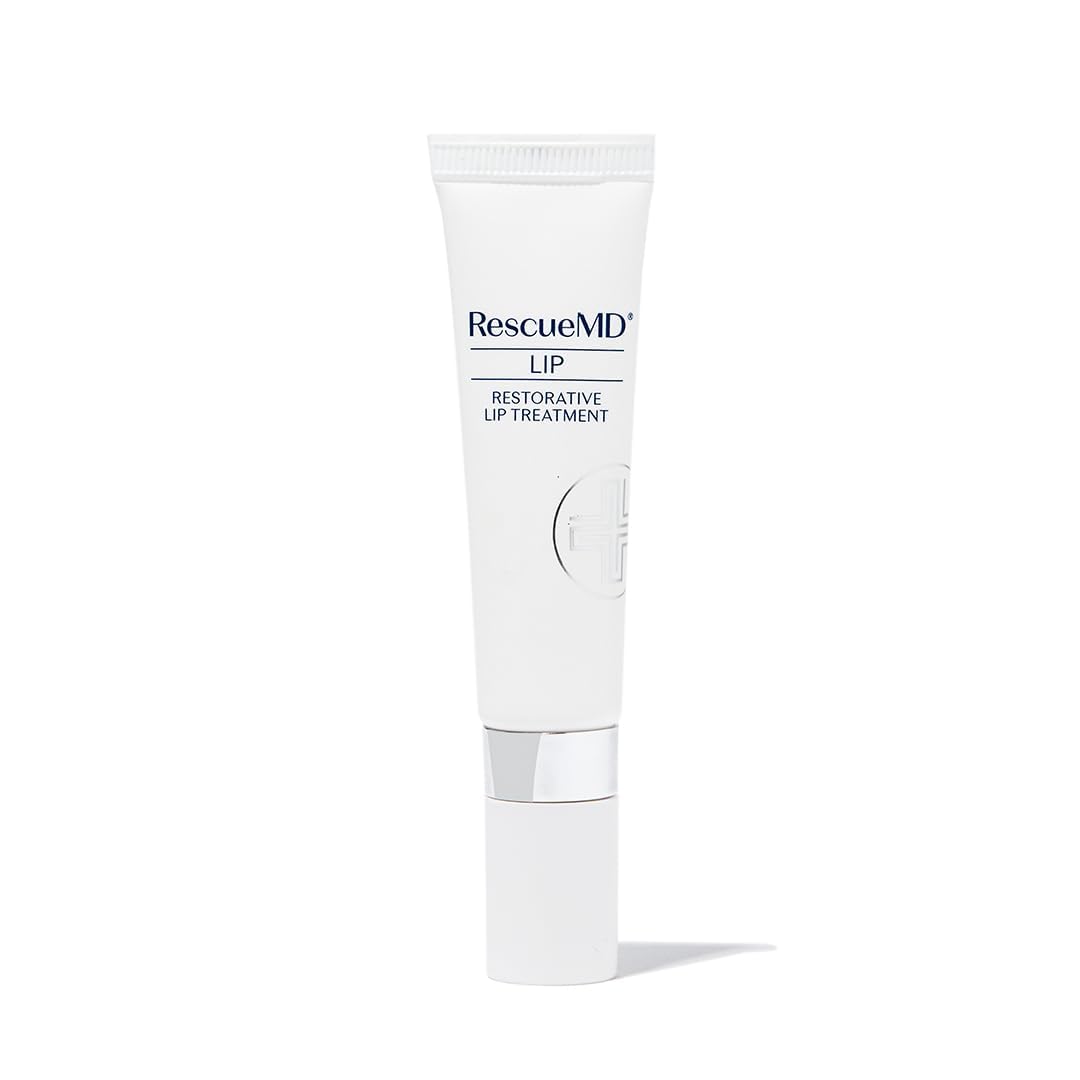 RescueMD Restorative Lip Treatment applied to lips for deep hydration and a fuller look