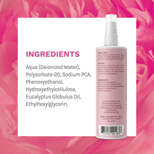 Close-up of Reserveage Na-PCA Spray front view showing its lightweight non-greasy formula