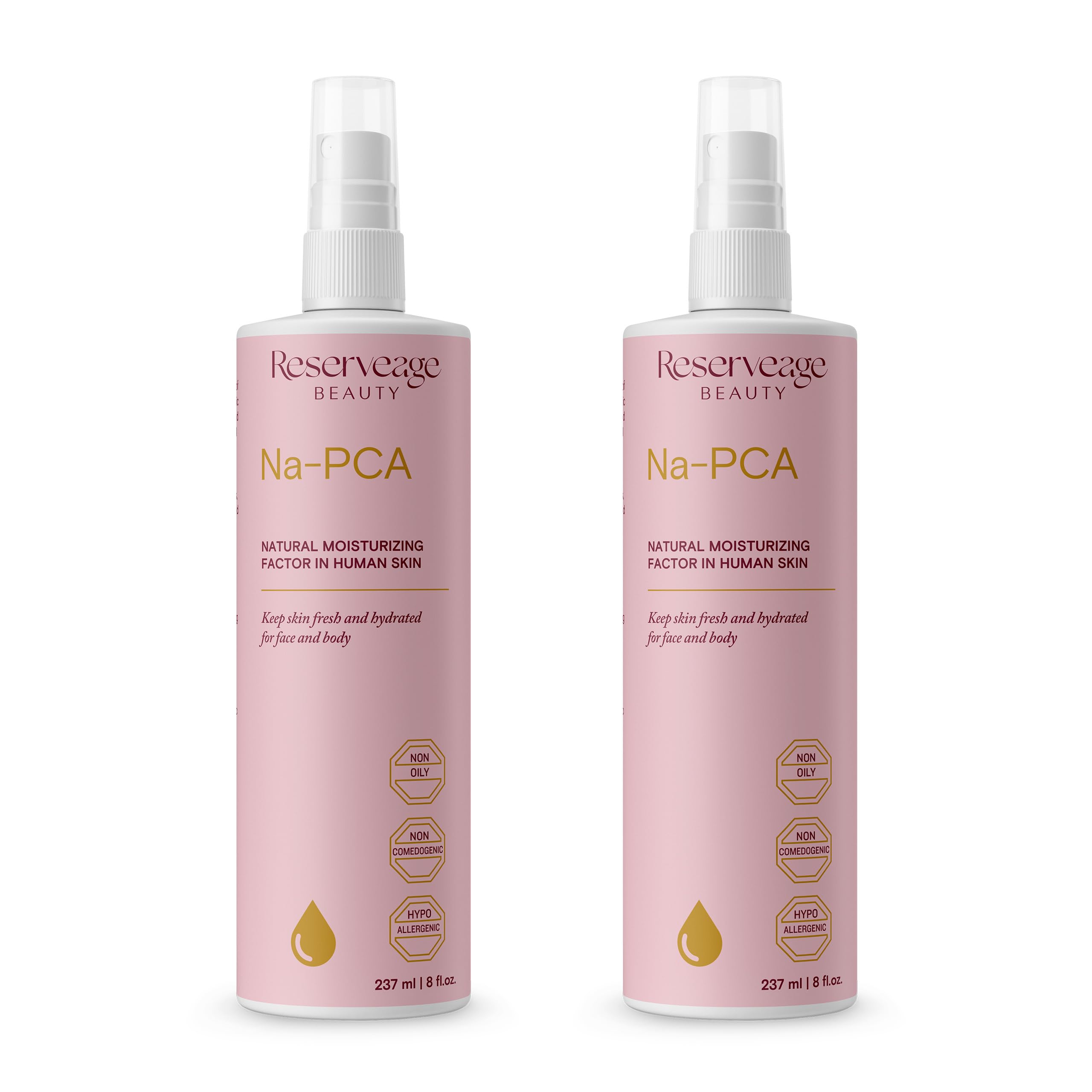 Reserveage Na-PCA Spray bottle with mist provides quick hydration for dry skin