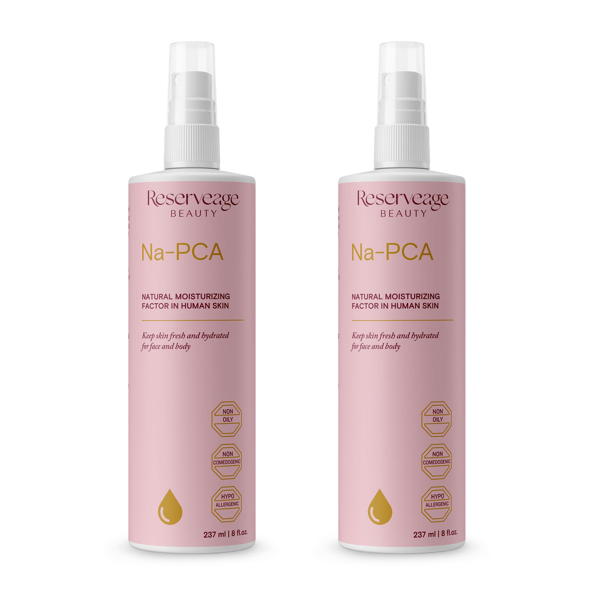 Reserveage Na-PCA Spray bottle with mist provides quick hydration for dry skin
