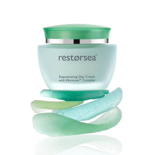 Restorsea Rejuvenating Day Cream bottle front for daily hydration and radiant skin