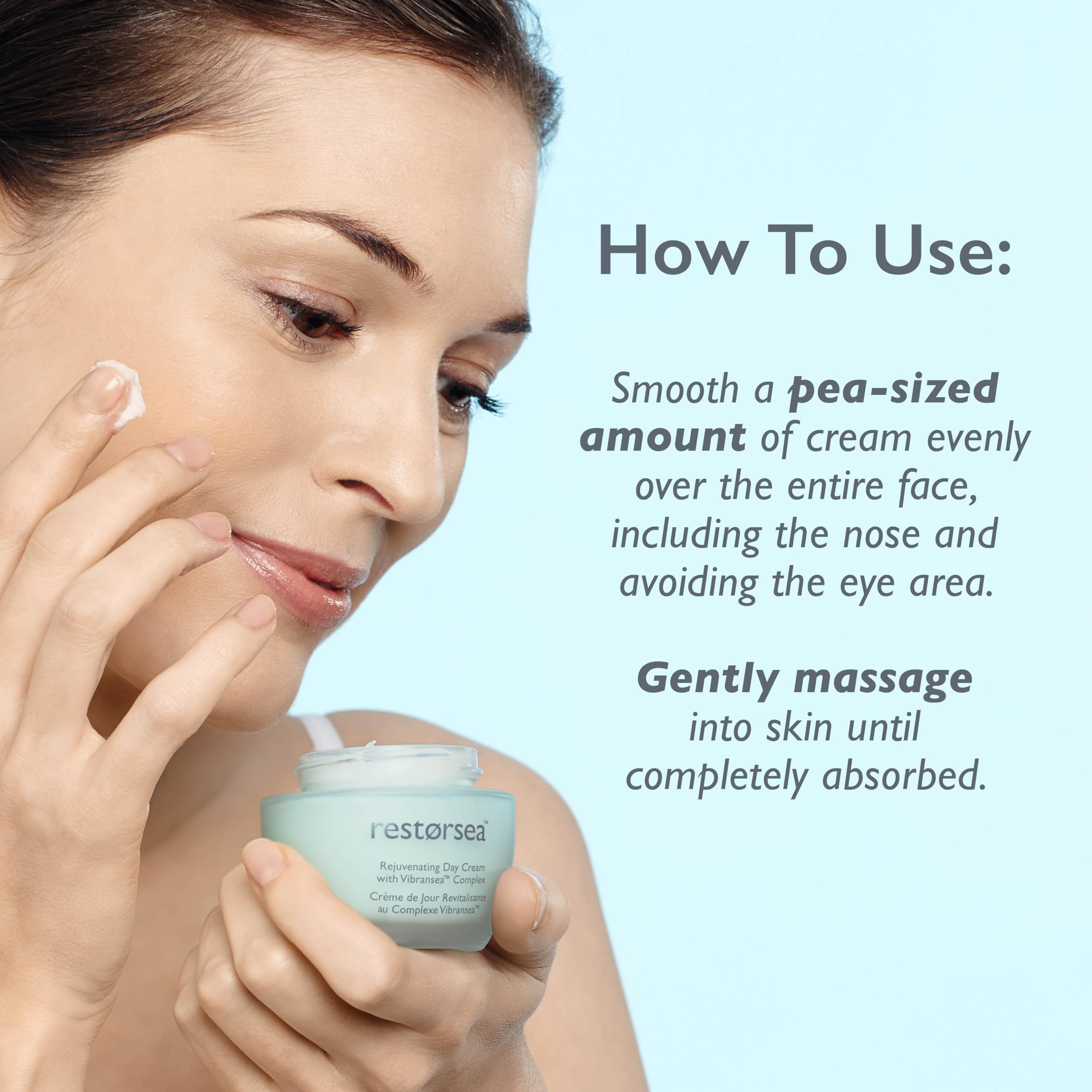 Restorsea Rejuvenating Day Cream packaging box on display highlighting Vibransea Complex