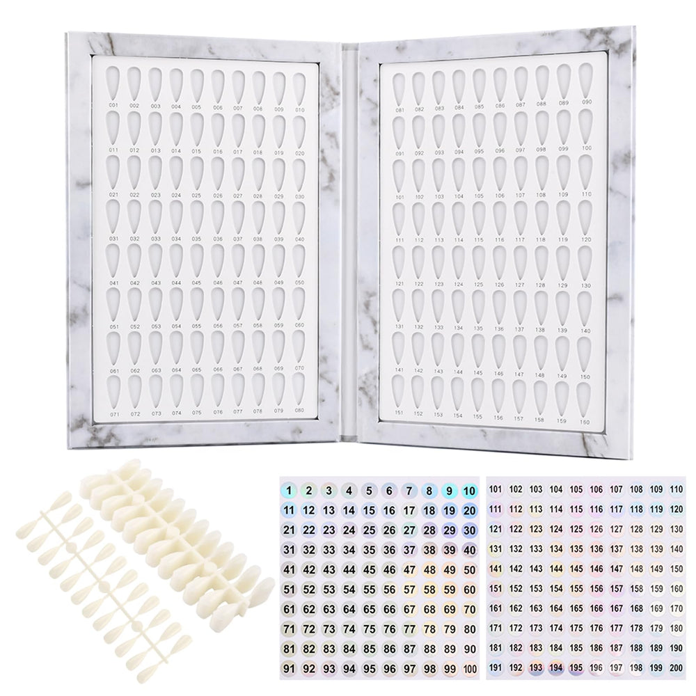 Restynic 240-nail-tips pack organized for easy color testing during client consultations.