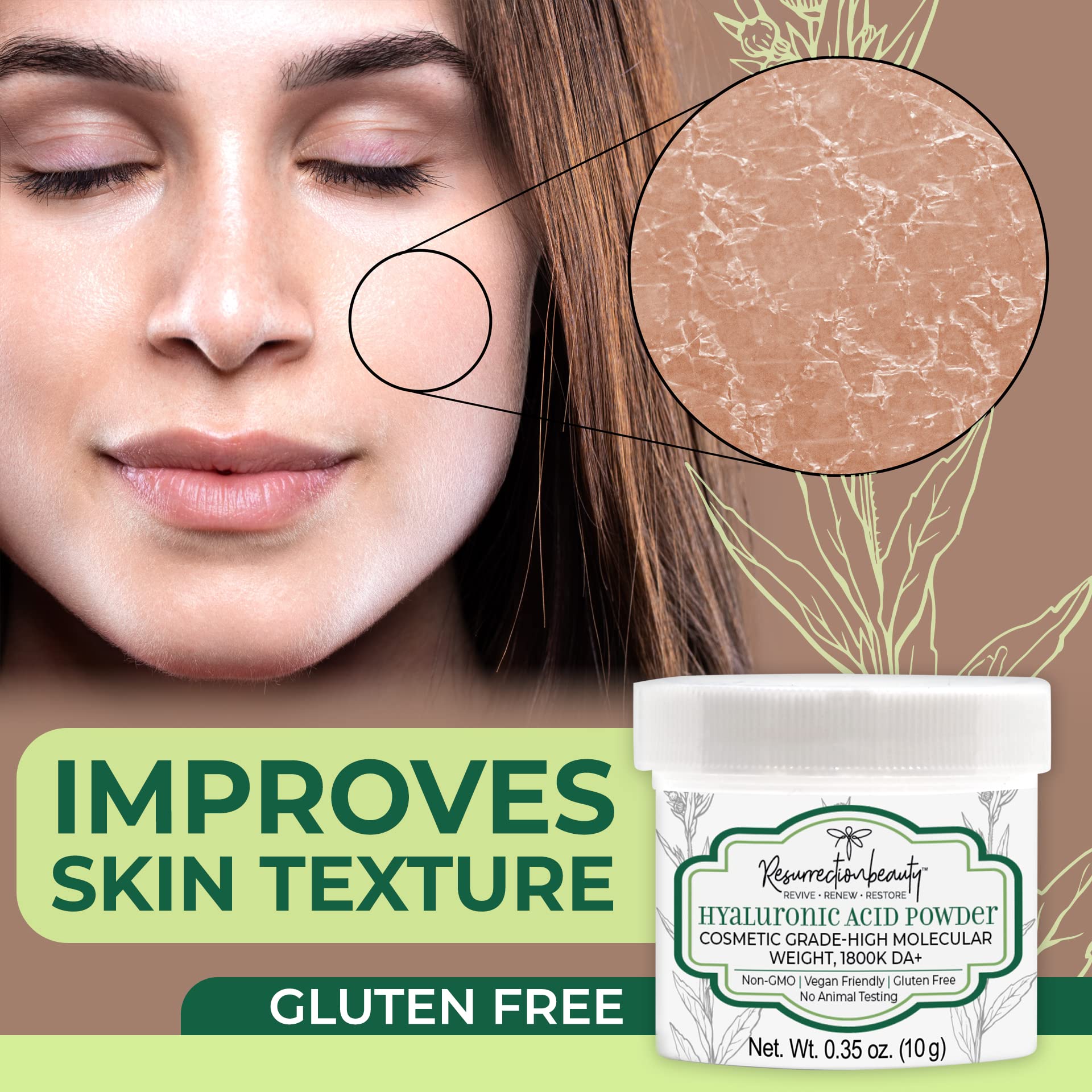 RESURRECTIONbeauty hyaluronic acid gel being applied to skin for hydration
