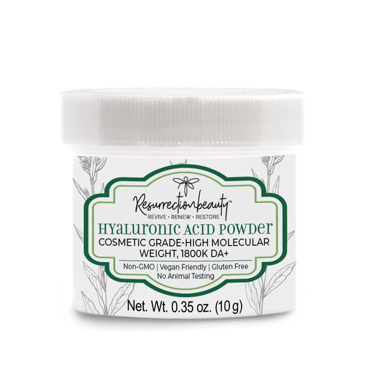 RESURRECTIONbeauty pure hyaluronic acid powder jar ready for DIY hydration