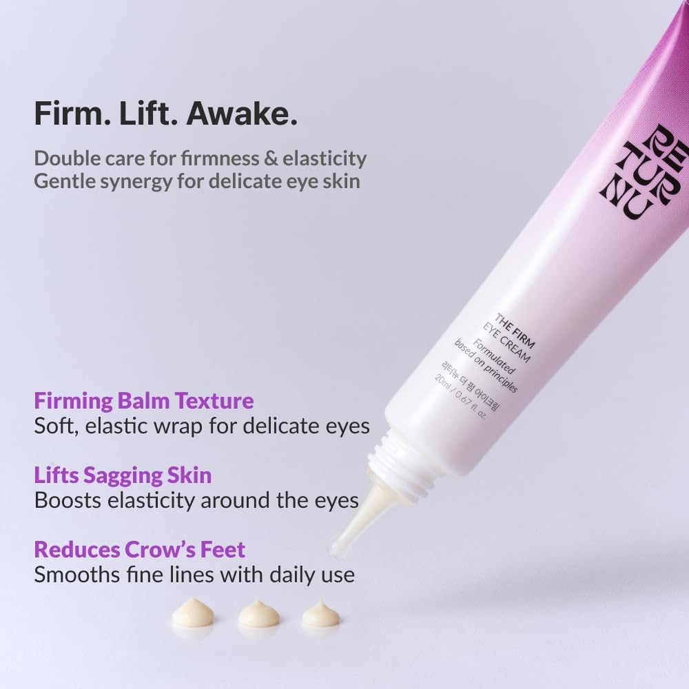 Returnu The Firm Eye Cream copper peptides illustration highlights anti-aging focus