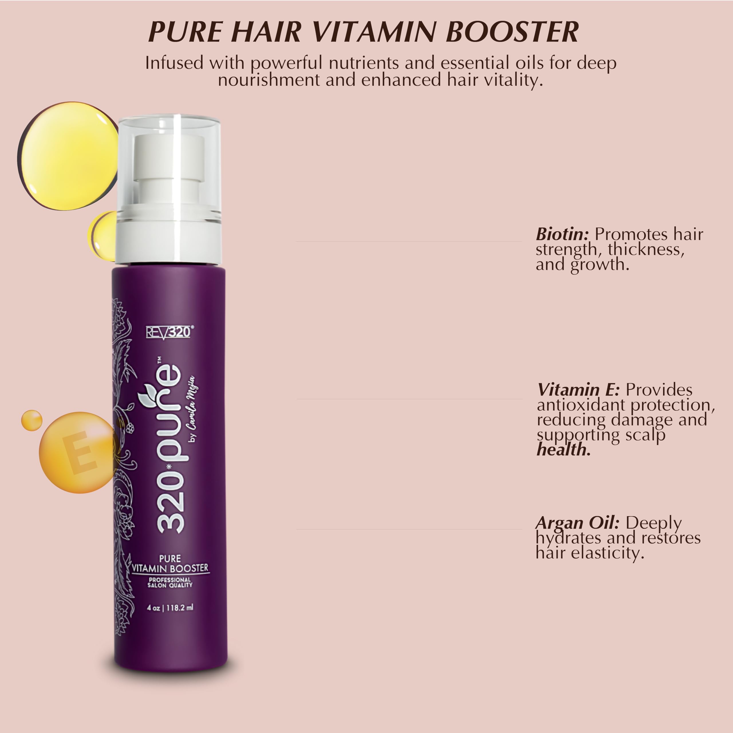 Rev320 320Pure lightweight finish on hair demonstrates non-greasy nourishment
