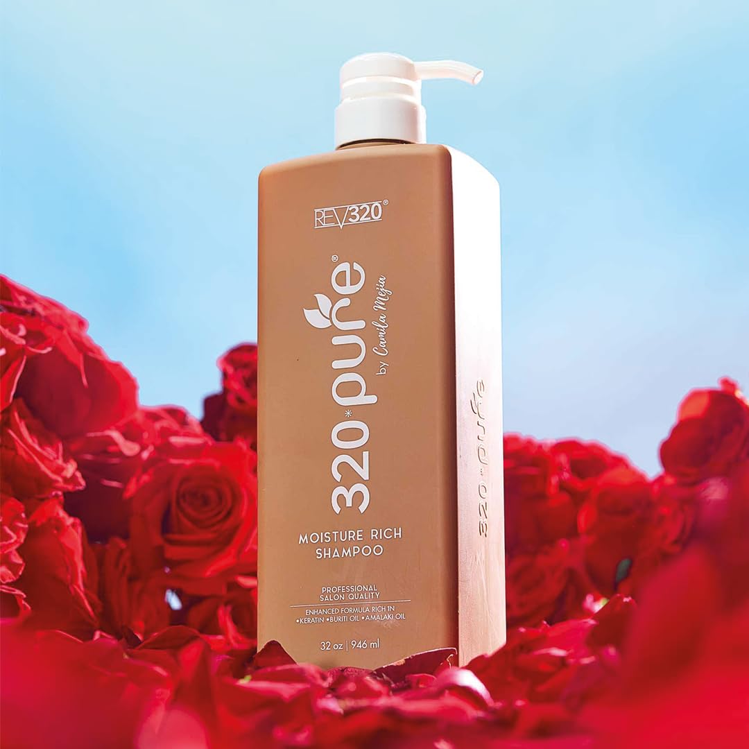 Rev320 320Pure Moisture Rich Shampoo adds shine and softness to hair texture.