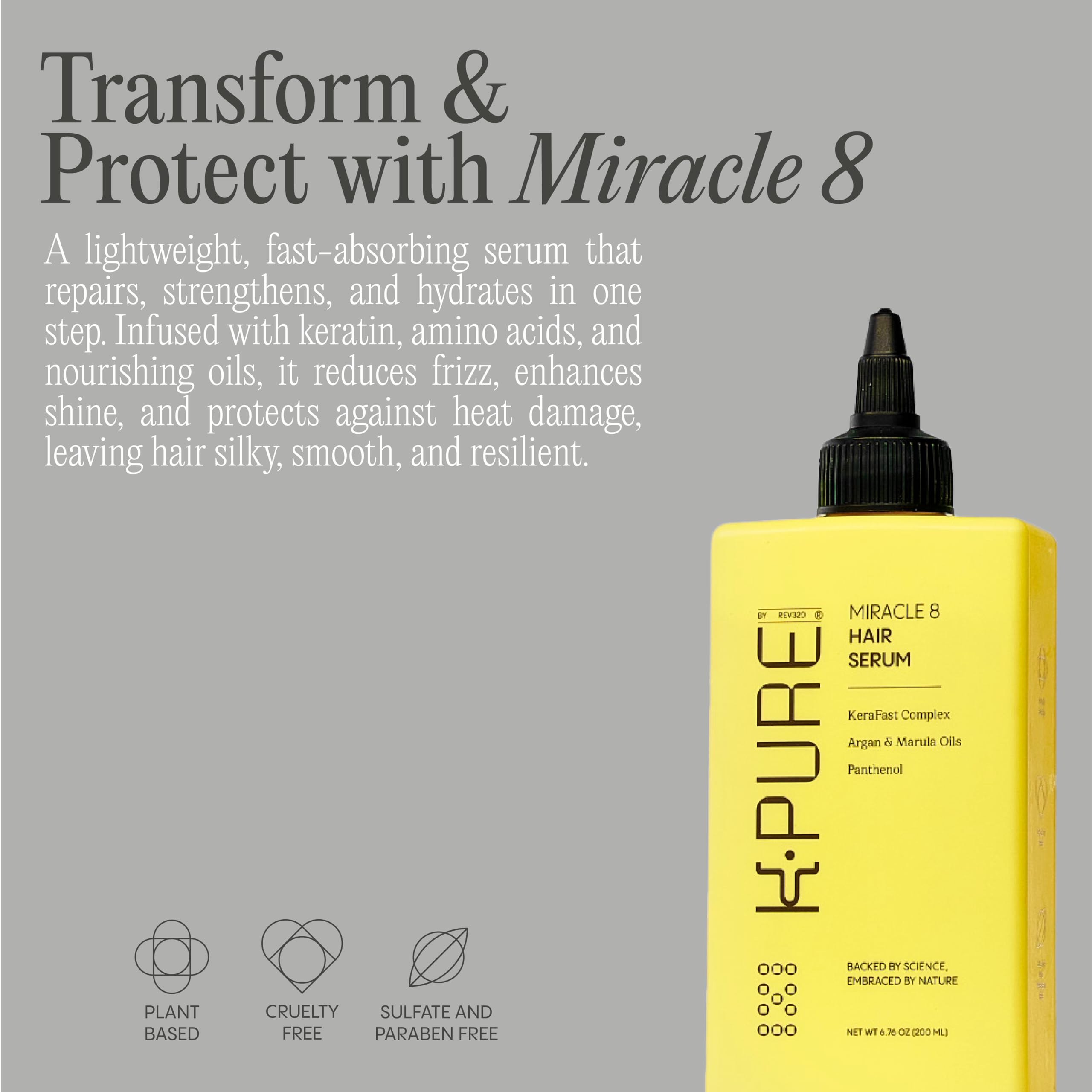 Rev320 Miracle 8 Serum dispensing pump for easy, mess-free application.