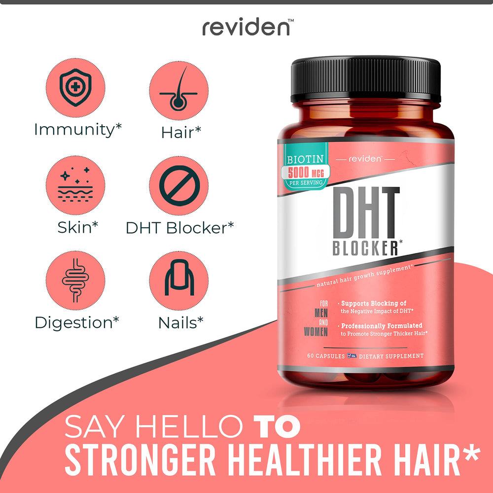 REVIDEN Biotin-Collagen-Keratin blend emphasizes nourishing ingredients for hair and nails.