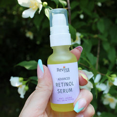 Reviva Labs Advanced Retinol Serum in nightly routine for moisturizing benefits.