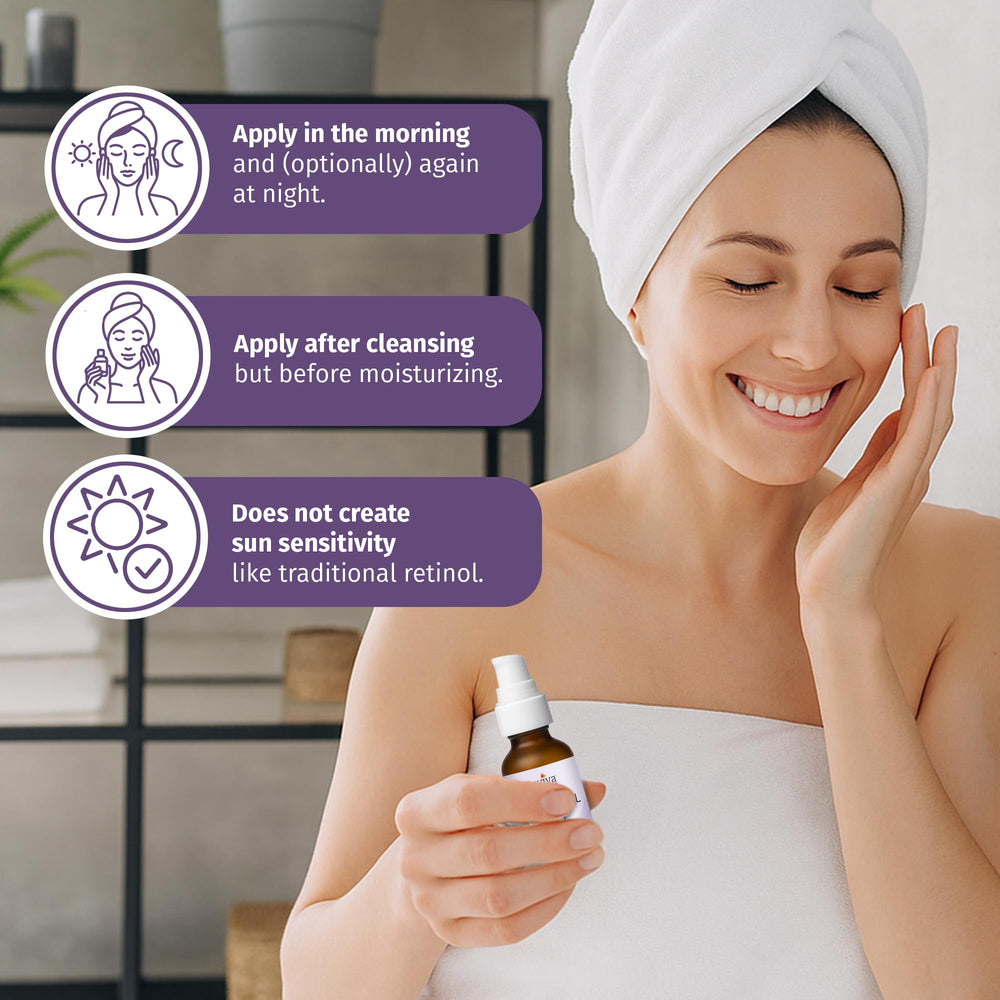 Reviva Labs Bakuchiol Serum ingredients list highlighted for clean beauty.