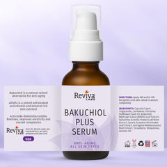 Reviva Labs Bakuchiol Serum on nightstand, ideal for evening skincare ritual.