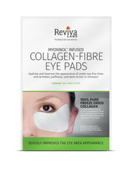 Reviva Labs Collagen Fibre Eye Pads pack front showing refreshing under-eye skin.