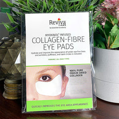 Reviva Labs eye pads placed under the eyes for a cooling, soothing wake-up effect.