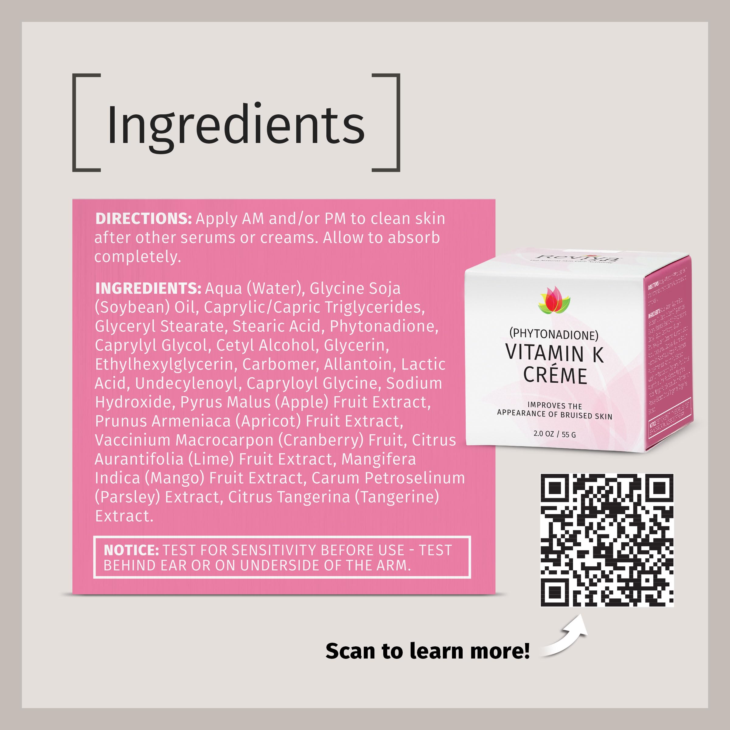 Fruit extracts blend in Reviva Labs creme with apple, apricot and mango for vitality