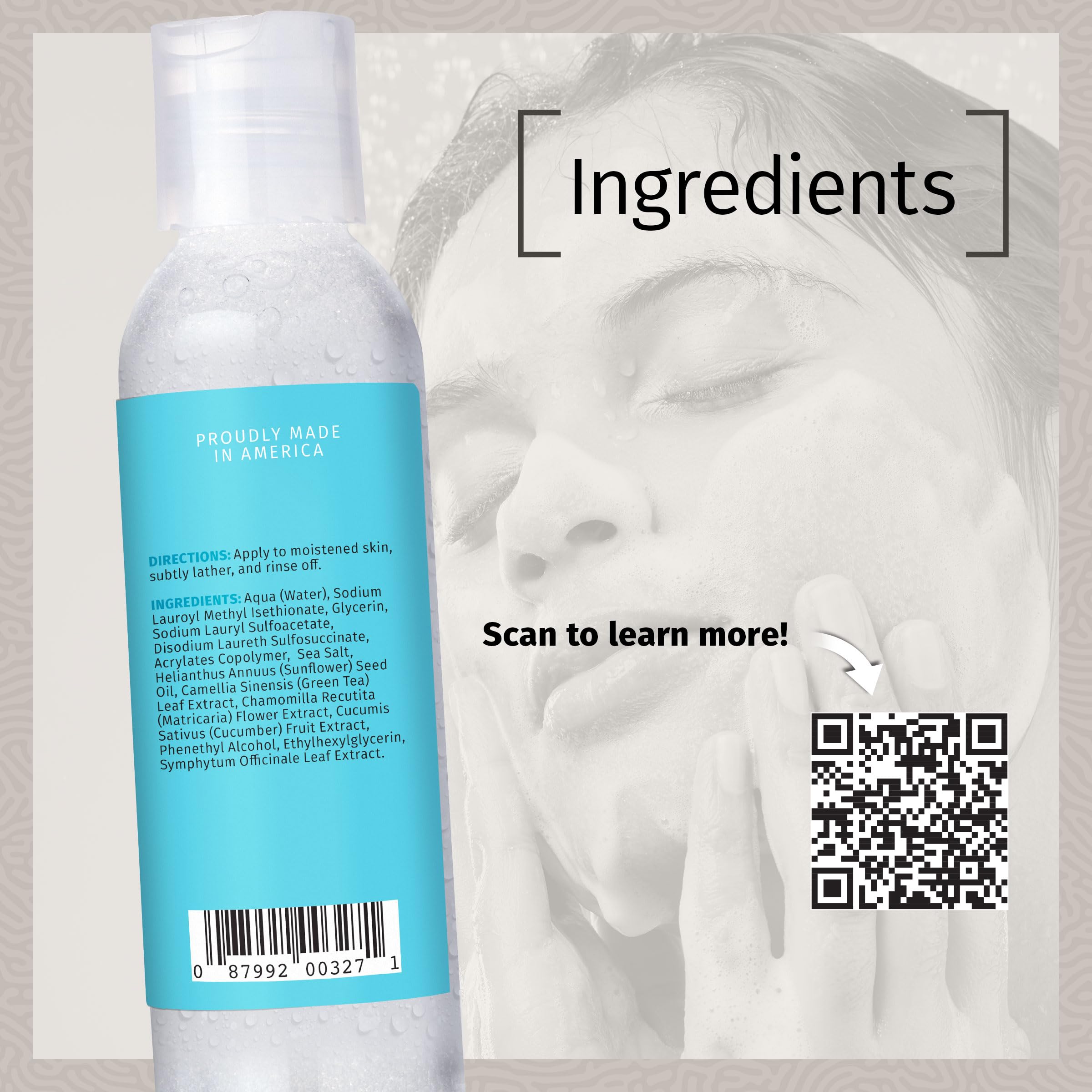 Reviva Labs Sea Salt Face Wash balances oils for refreshed skin