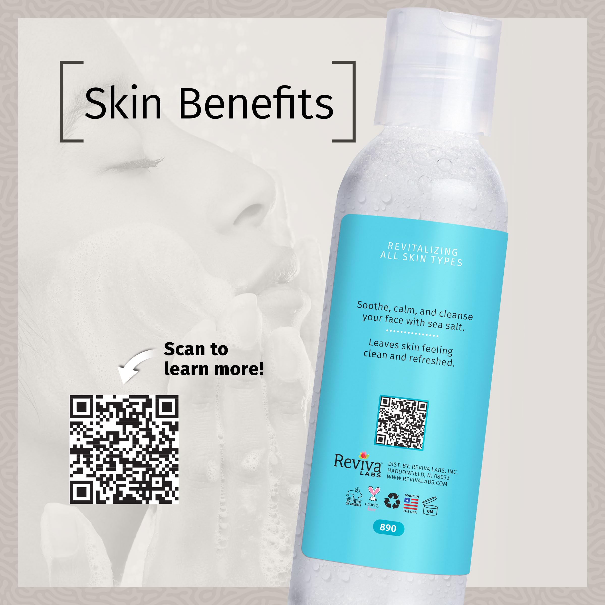 Reviva Labs Sea Salt Face Wash cucumber slice highlighting soothing properties