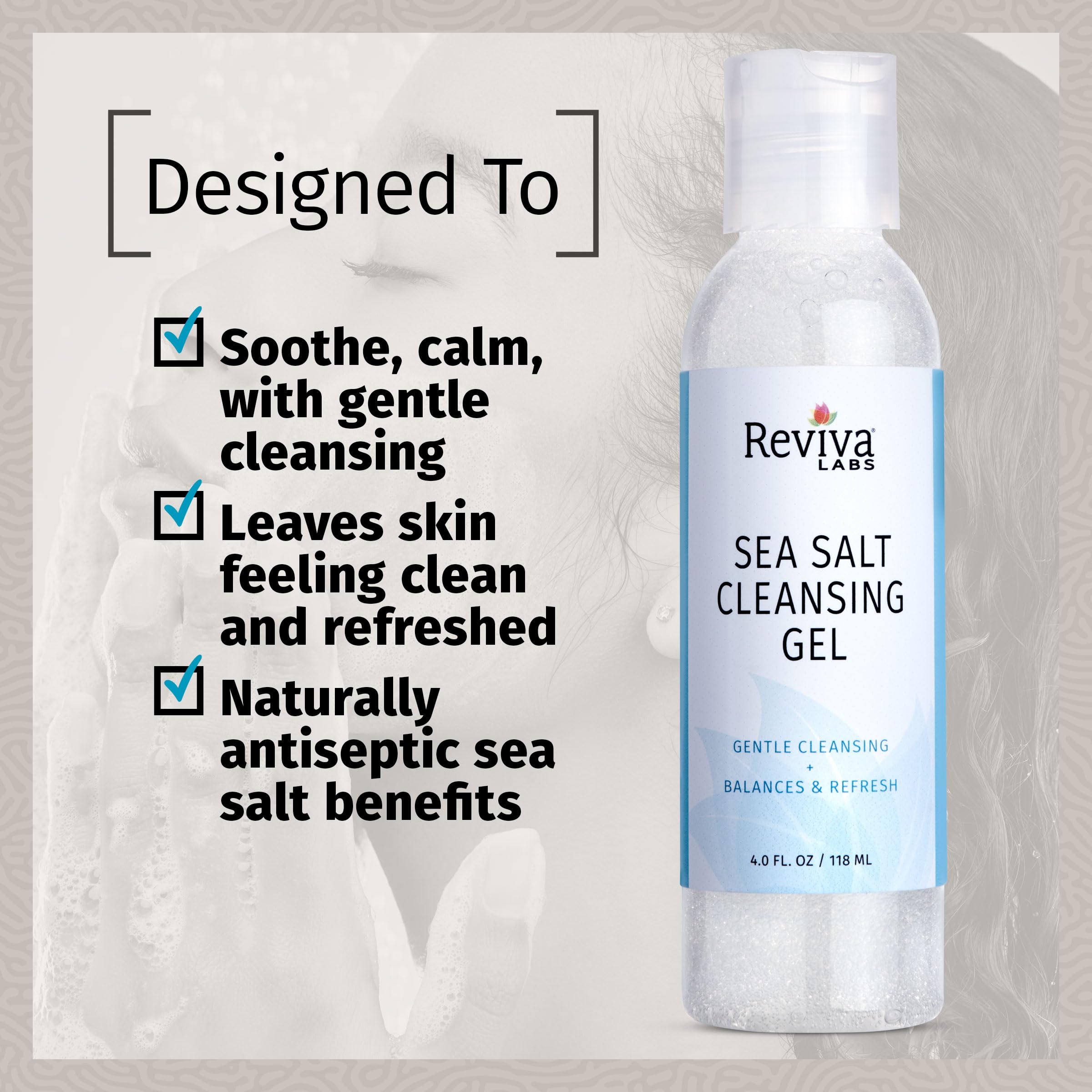 Reviva Labs Sea Salt Face Wash ingredients green tea soothe redness and calm skin