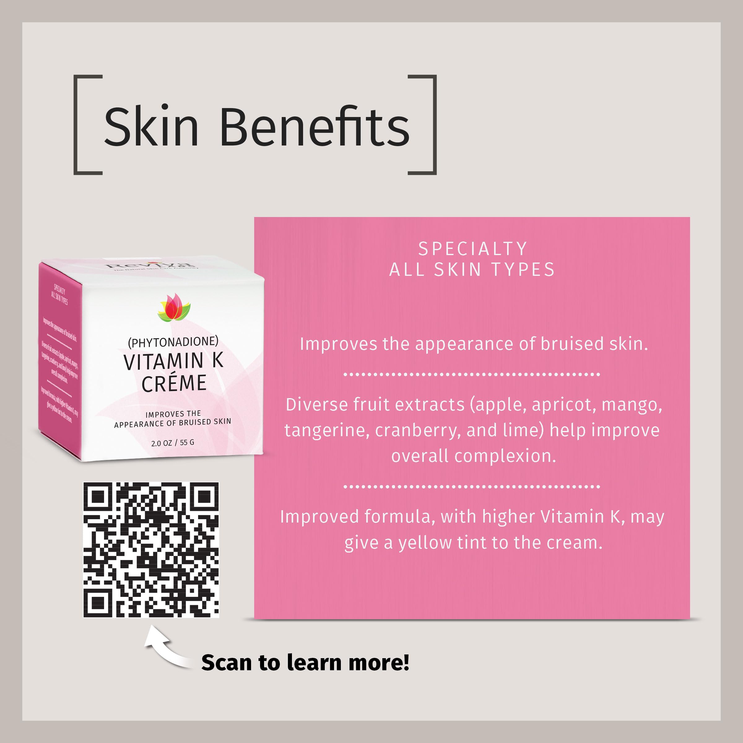 Soybean oil nourishment from Reviva Labs Vitamin K Creme for the skin
