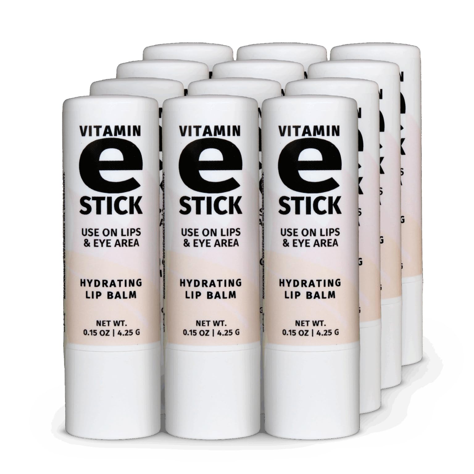 Reviva Labs Vitamin E Stick lip balm moisturizes dry lips with a clear finish.