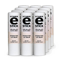 Reviva Labs Vitamin E Stick lip balm moisturizes dry lips with a clear finish.