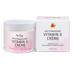 Reviva Labs Vitamin K Creme on bruising area showing soothing, skin-brightening effect