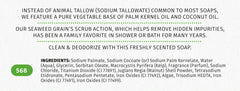 Reviva Seaweed Soap ingredients organic base with palm kernel and coconut oils.