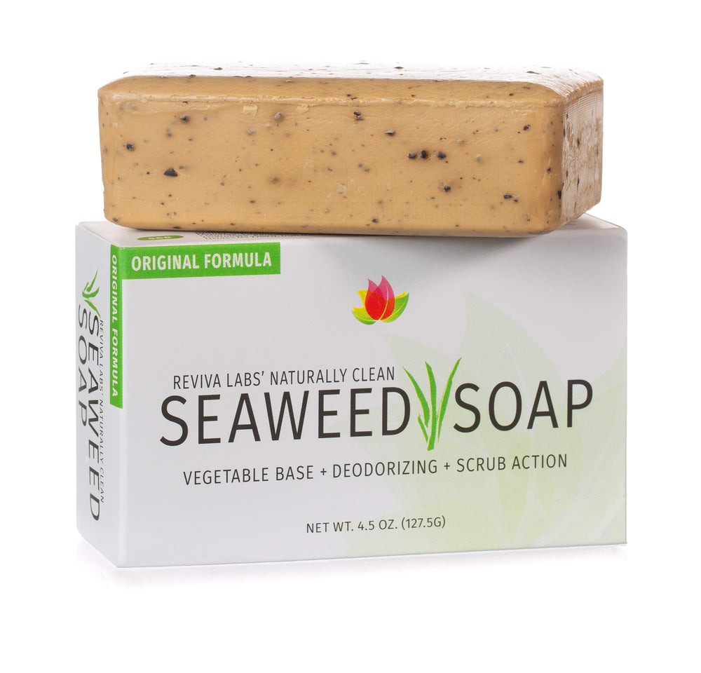 Reviva Seaweed Soap made-in-usa stamp conveys trusted, family-friendly cleansing.