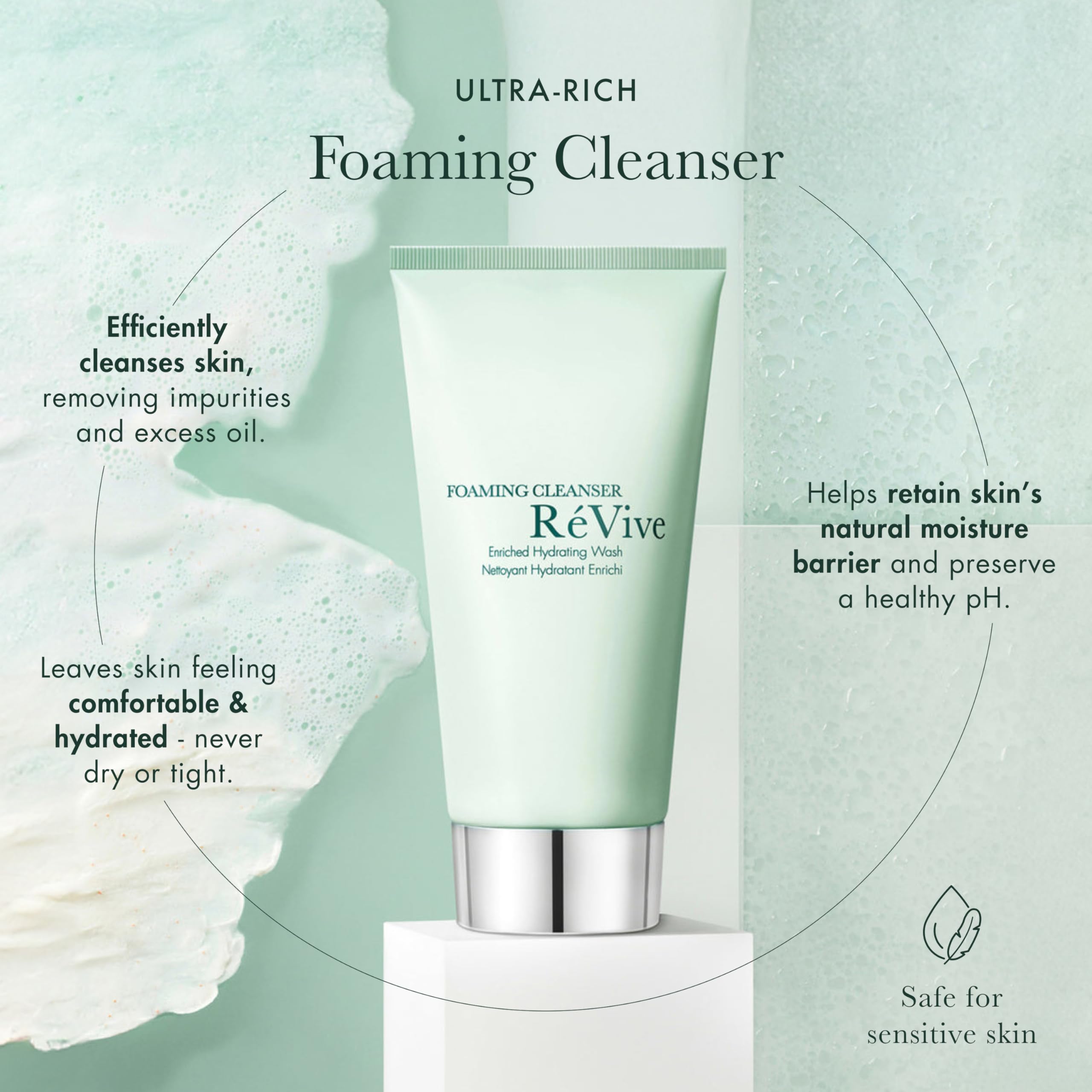 RéVive Foaming Cleanser green tea antioxidants image highlighting protective skin benefits