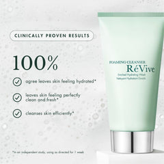 RéVive Foaming Cleanser skin barrier concept closeup suggesting moisturized, soft skin