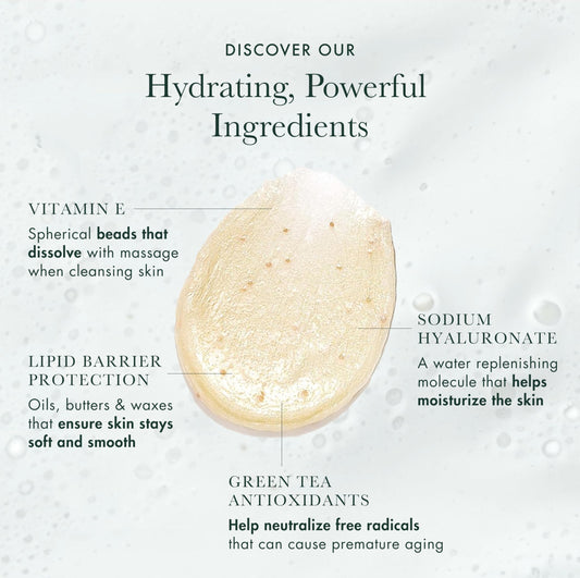 RéVive Foaming Cleanser vitamin-E beads closeup promoting hydration during cleansing