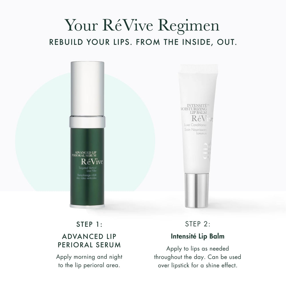 RéVive Perioral area application demonstrates morning and evening use.