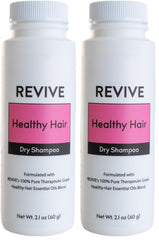 REVIVEEO dry shampoo powder in rosemary jar for oil absorption and a refreshed look.