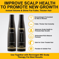 Revivogen MD Thickening Conditioner tube dispensing for smoother detangling and fullness