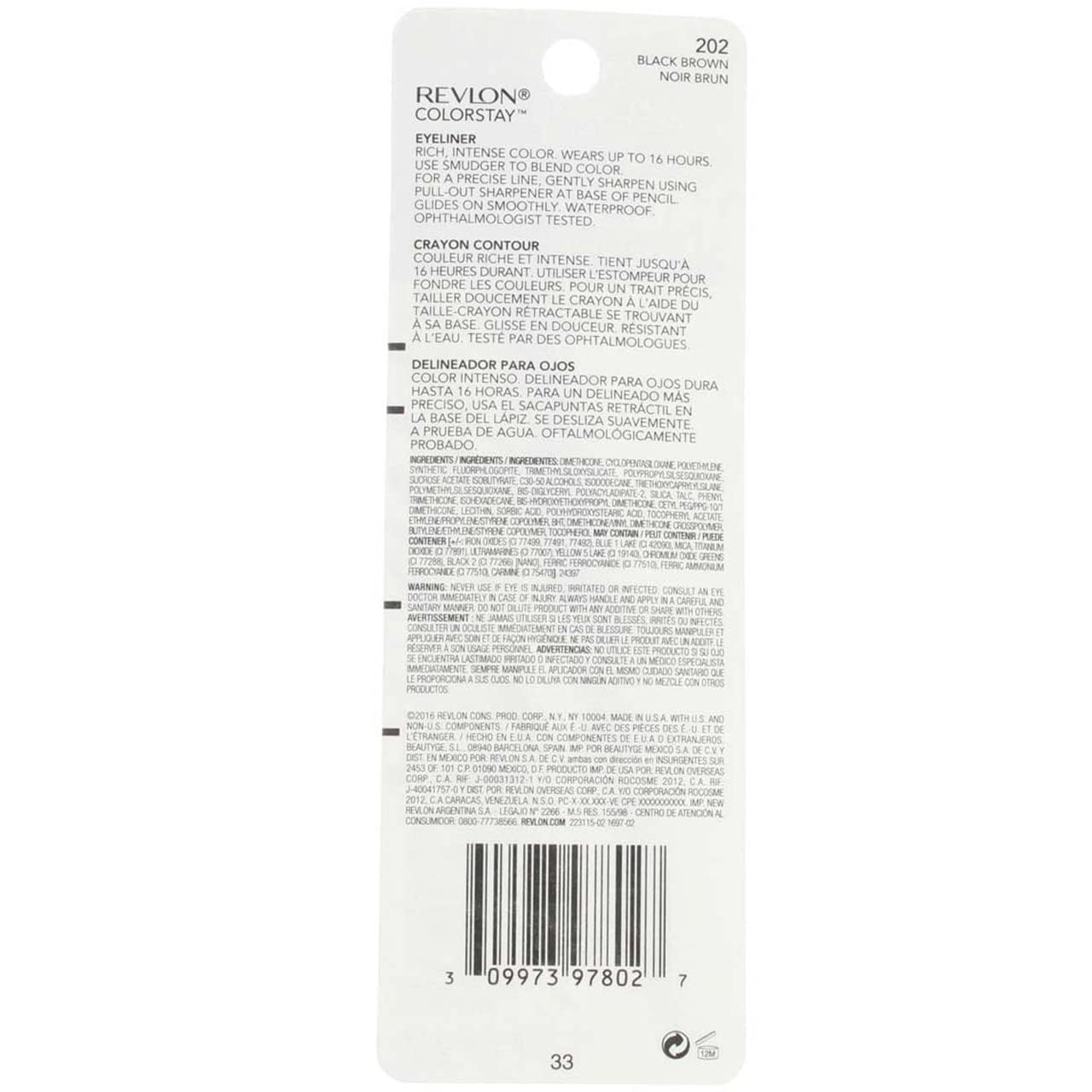 REVLON ColorStay Eyeliner with SoftFlex built-in sharpener for easy touch-ups.