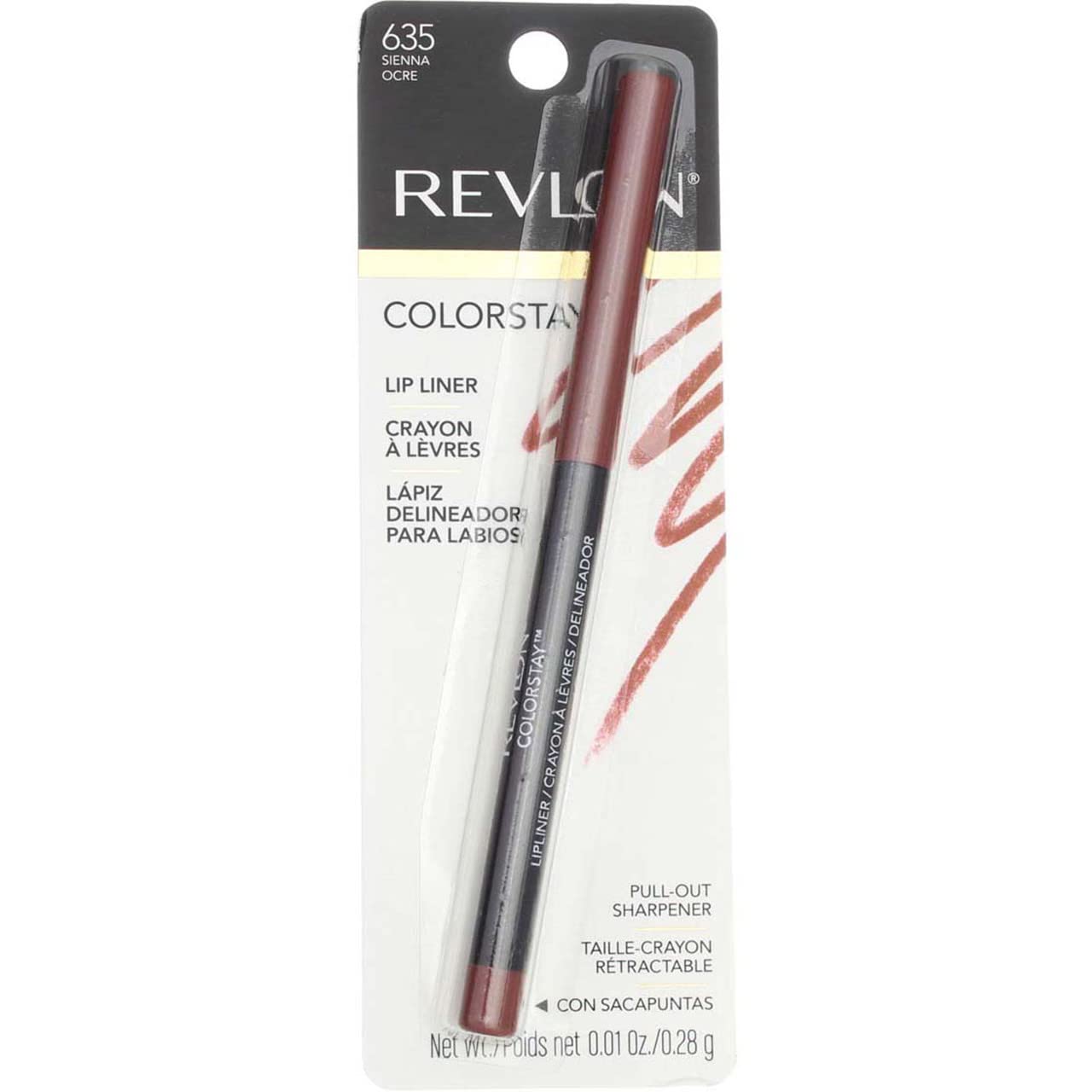Revlon ColorStay Lipliner SoftFlex Sienna swatch on skin for precise definition