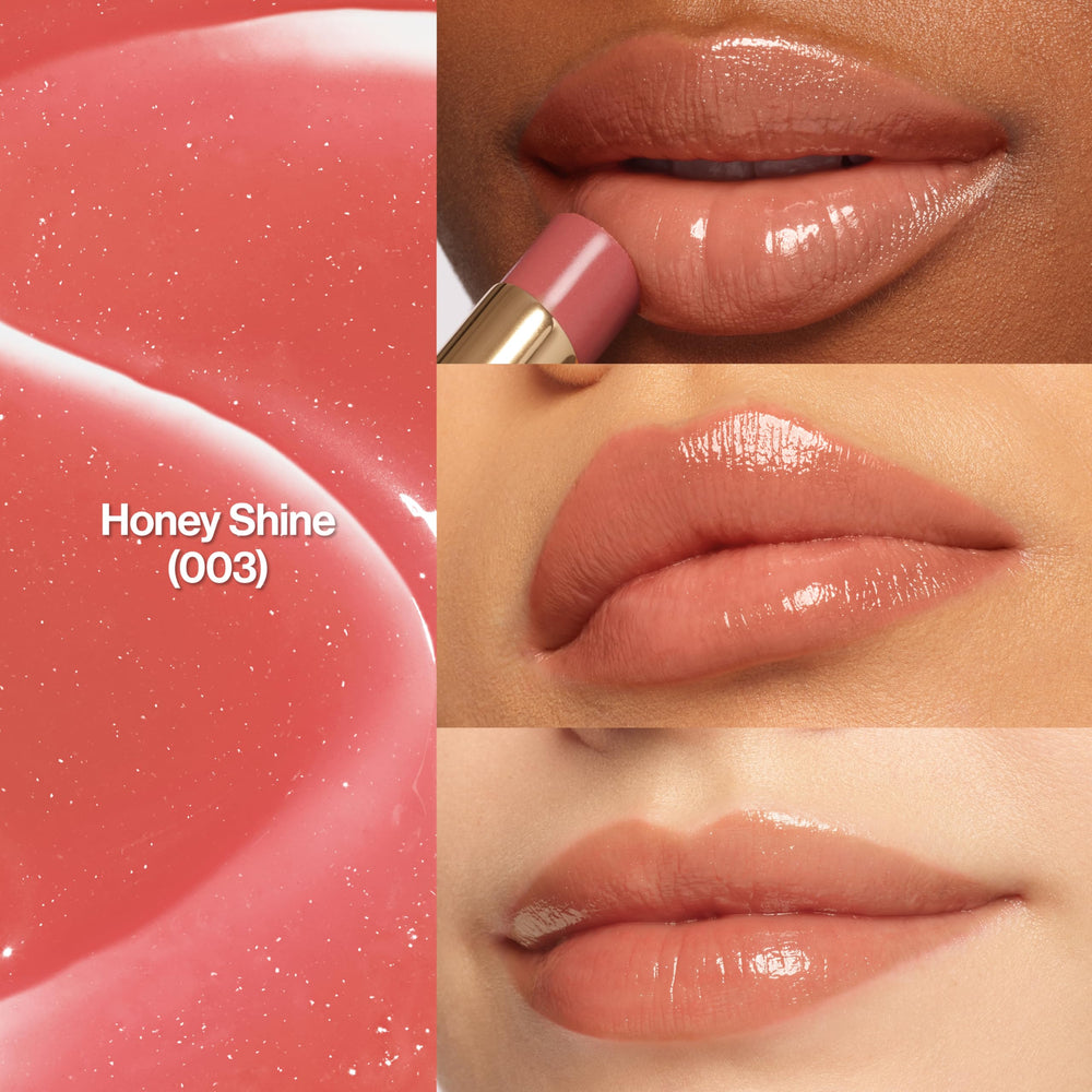 REVLON Glass Shine Balm application closeup shows smooth glide and non-sticky feel.