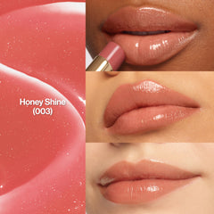 REVLON Glass Shine Balm application closeup shows smooth glide and non-sticky feel.