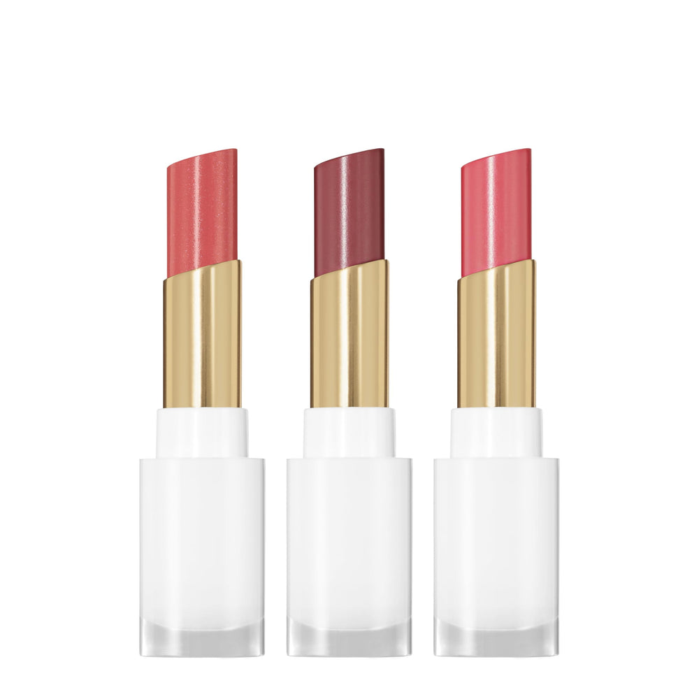 REVLON Glass Shine Balm Honey Shine swatch shows sheer color and glassy shine.