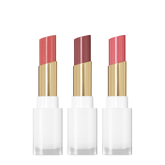 REVLON Glass Shine Balm Honey Shine swatch shows sheer color and glassy shine.