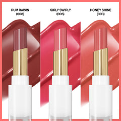 REVLON Glass Shine Balm Rum Raisin swatch with red-brown tint.