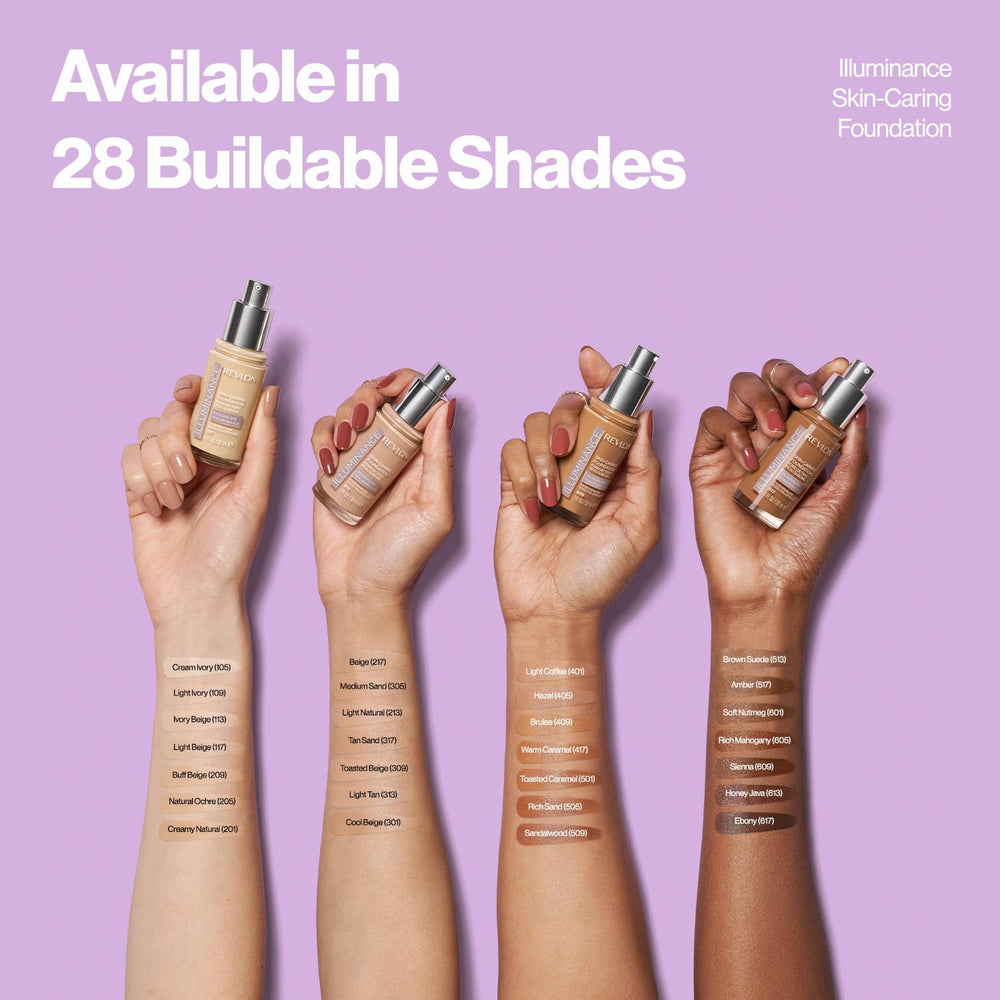 Dispensing pump on Revlon Illuminance foundation for easy daily use.
