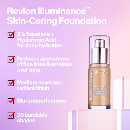 Revlon Illuminance foundation swirl on hand demonstrates blendable medium coverage.