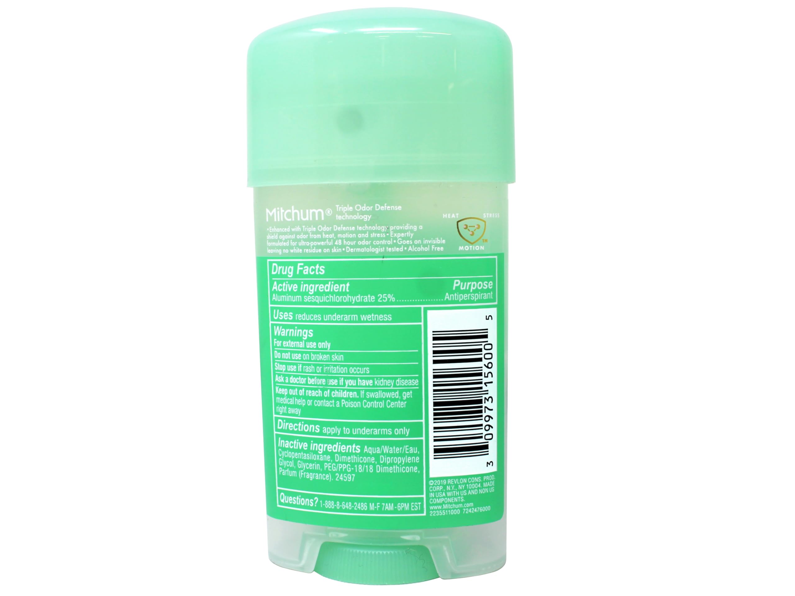 REVLON Mitchum Gel dermatologist-tested formula for daily use.