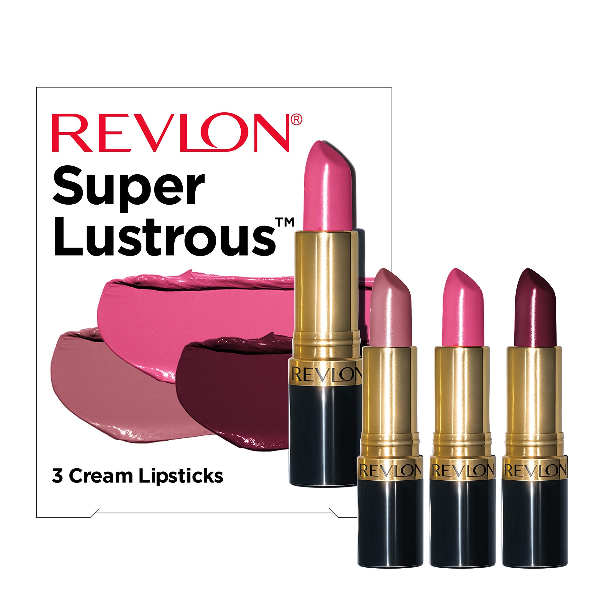 Revlon Super Lustrous cream-finish lipsticks swatches on lips.