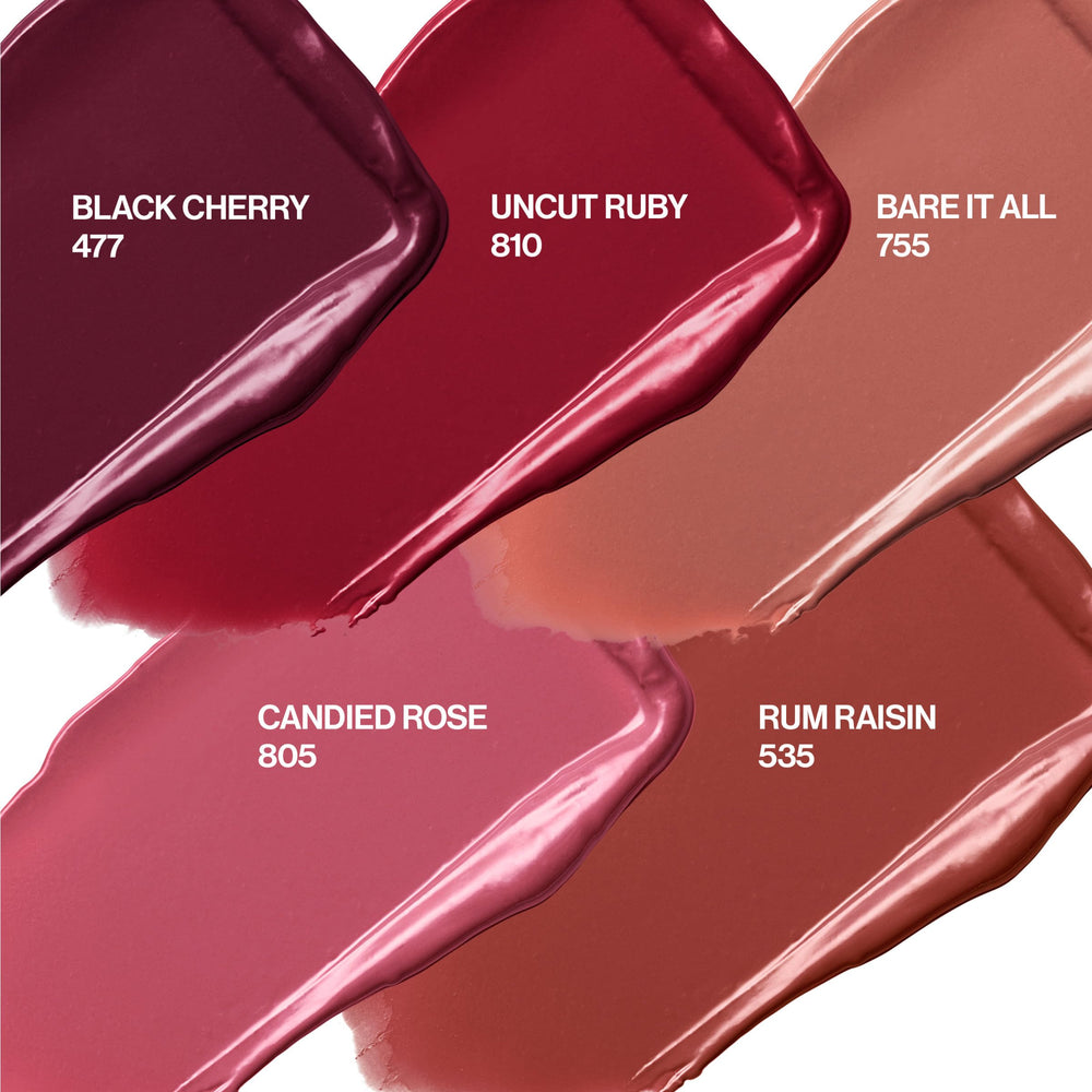 REVLON Super Lustrous Lipstick Black Cherry swatch shows bold color and smooth glide
