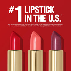REVLON Super Lustrous Uncut Ruby swatch displays bold, glamorous red